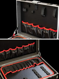 Geantă goală pentru scule Meister din aluminiu - 460 x 320 x 140 mm - 15 buzunare pentru scule - cu benzi elastice - capacitate portantă 15 kg - compartimente personalizabile - negru 4