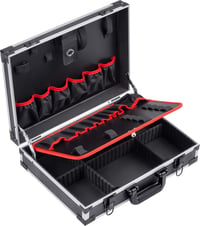 Geantă goală pentru scule Meister din aluminiu - 460 x 320 x 140 mm - 15 buzunare pentru scule - cu benzi elastice - capacitate portantă 15 kg - compartimente personalizabile - negru 1