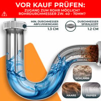Spirală de curățat țevi MEISTERFAKTUR 10 m - cu adaptor pentru bormașină, spirală pentru desfundat scurgeri, diametru 0,64 cm, instrument ecologic pentru curățarea țevilor 2