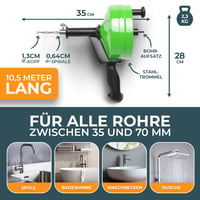 Spirală de curățat țevi MEISTERFAKTUR 10 m - cu adaptor pentru bormașină, spirală pentru desfundat scurgeri, diametru 0,64 cm, instrument ecologic pentru curățarea țevilor 5