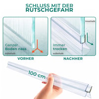 Garnitură de duș Meisterfaktur, 2 buc. - Deflector de apă extins - Garnitură ideală pentru uși de sticlă de 4-5 mm în cabine de duș 3