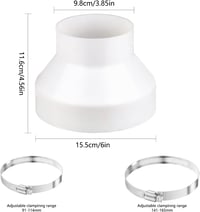 MEIYAXINWIN 150-100mm Légcsatorna Adapter Rozsdamentes Bilincsekkel Szellőzéshez 2