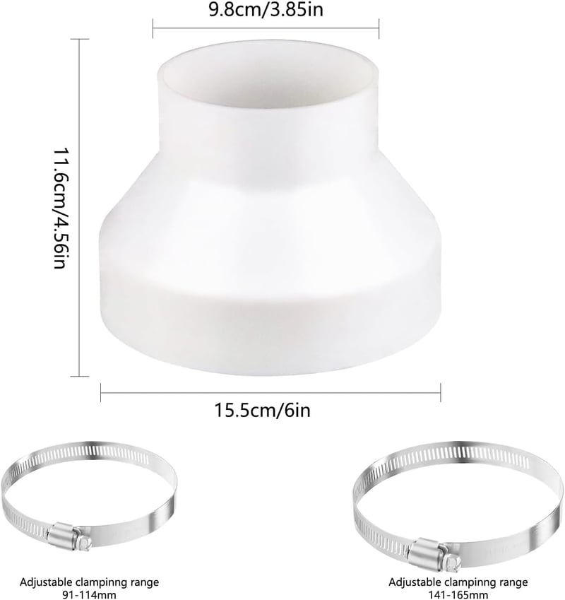 MEIYAXINWIN 150-100mm Légcsatorna Adapter Rozsdamentes Bilincsekkel Szellőzéshez