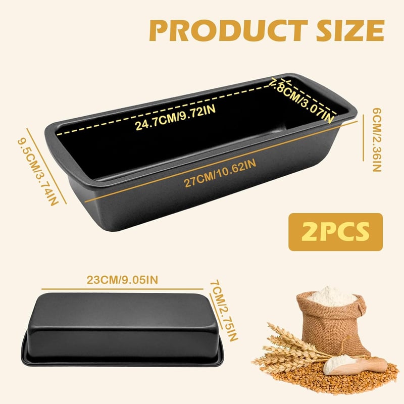 MEIYAXINWIN 2 db Téglalap Kenyérsütő Forma 27x9,5x6 cm Rozsdamentes Acél Antilengő Bevonattal