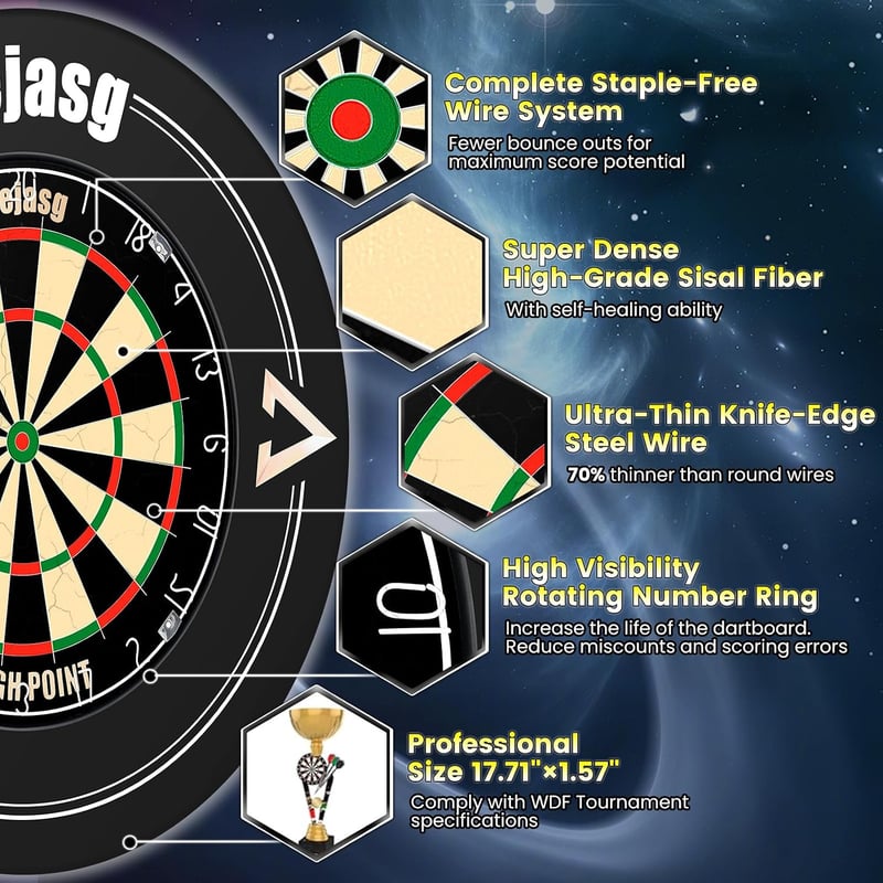 Mejasg Elektronikus Darts tábla LCD kijelzővel német hanggal, 12 nyíllal, 34 játék 355 variáció, fekete dartsautomata 1-8 játékosnak