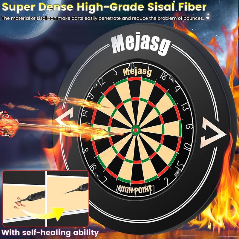 Mejasg Elektronikus Darts tábla LCD kijelzővel német hanggal, 12 nyíllal, 34 játék 355 variáció, fekete dartsautomata 1-8 játékosnak