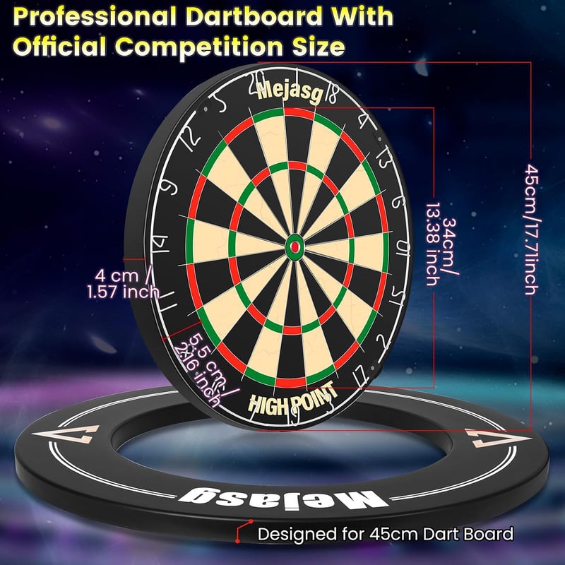 Mejasg Elektronikus Darts tábla LCD kijelzővel német hanggal, 12 nyíllal, 34 játék 355 variáció, fekete dartsautomata 1-8 játékosnak
