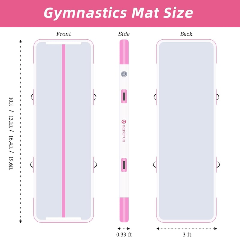 MEKETUM Felfújható Tornaszőnyeg 200x100x10 cm - Csúszásgátló Edzőmatrac Otthoni Tornához, Jógához, Fitness Gyakorlatokhoz, Zöld