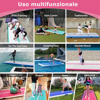 MEKETUM Felfújható Tornaszőnyeg 200x100x10 cm - Csúszásgátló Edzőmatrac Otthoni Tornához, Jógához, Fitness Gyakorlatokhoz, Zöld 5