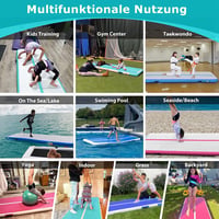 MEKETUM Felfújható Tornaszőnyeg 400*100*10cm Jóga Edzés Otthoni Tornázáshoz 6