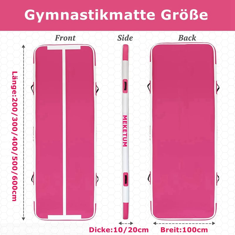 MEKETUM Felfújható Tornaszőnyeg 400*100*15cm Jóga Fitness Otthoni Edzéshez