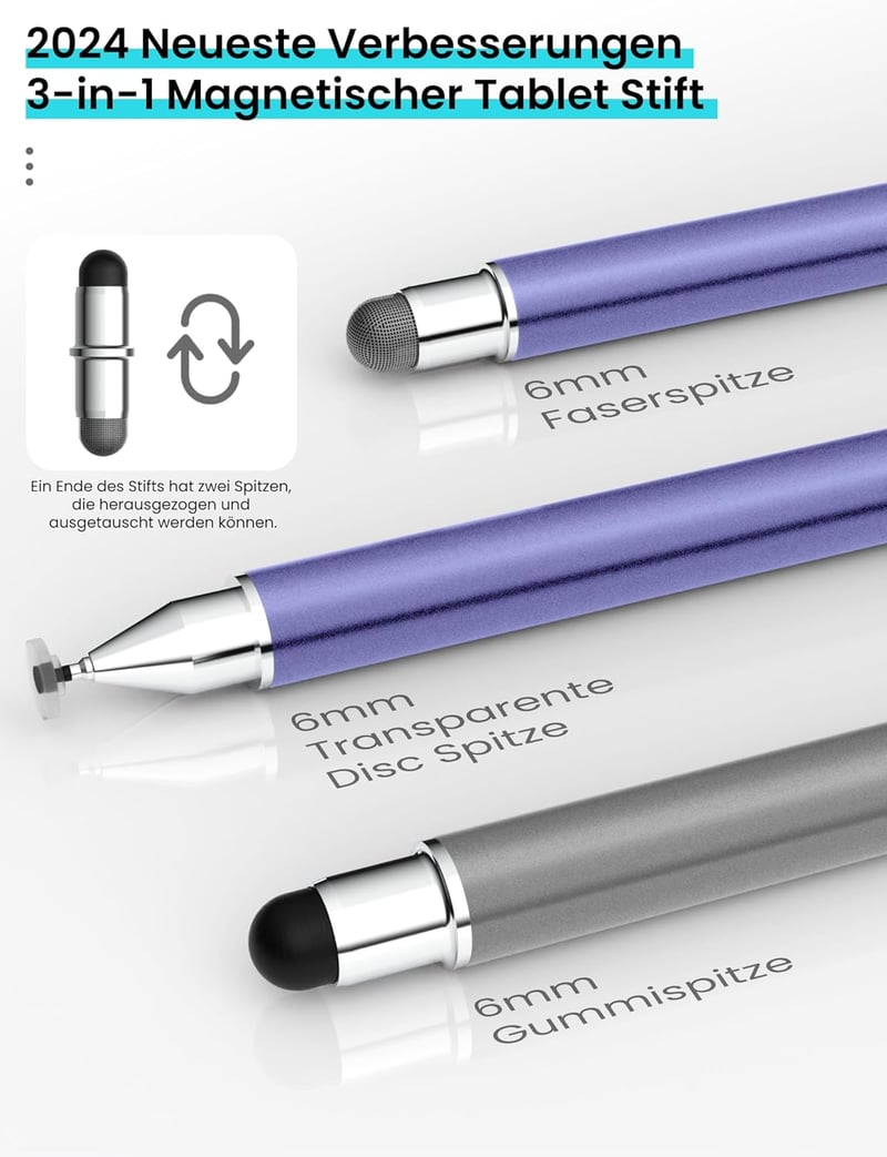MEKO 3az1-ben mágneses stylus toll szürke/lila iPhone iPad Samsung Huawei