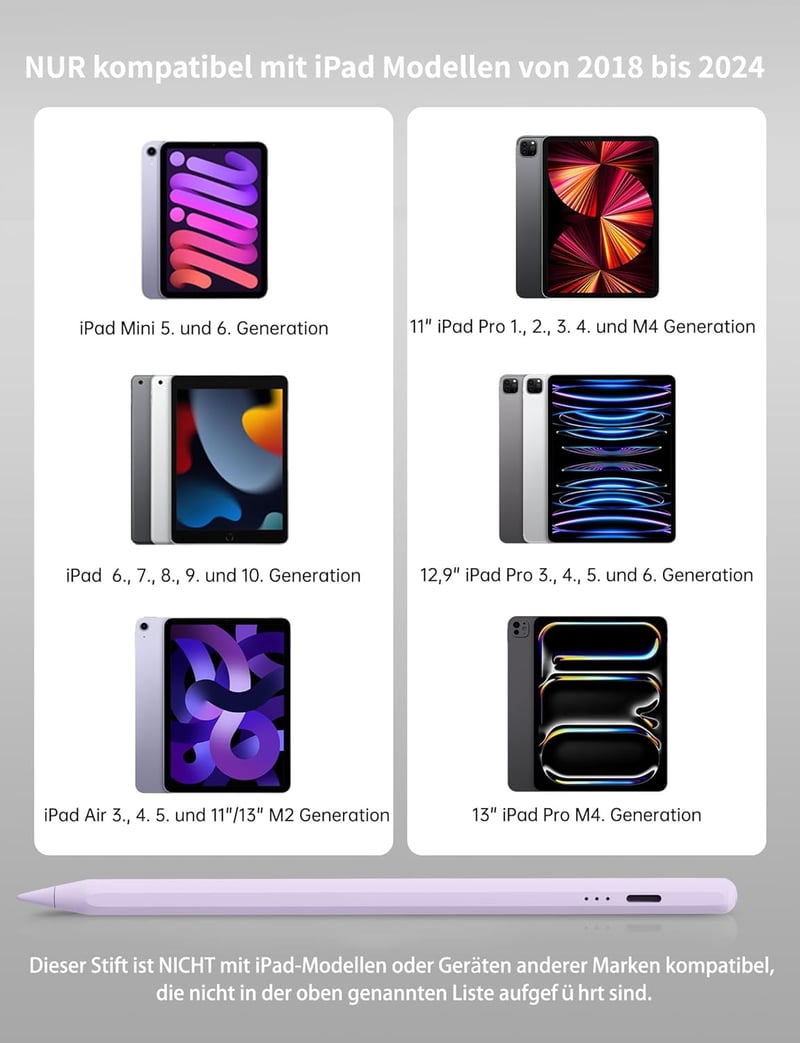 MEKO Digitális Ceruza iPad-hez 2018-2024, Gyorstöltés, Tenyérérzékelés és Dőlésérzékelés, iPad Pro 13/12.9/11 hüvelyk, iPad 10-6 Gen, Mini 6