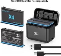 melasta Insta360 X4 csereakkumulátor és töltő szett - 3,85V 2500mAh (2 akku + 1 töltő) 9