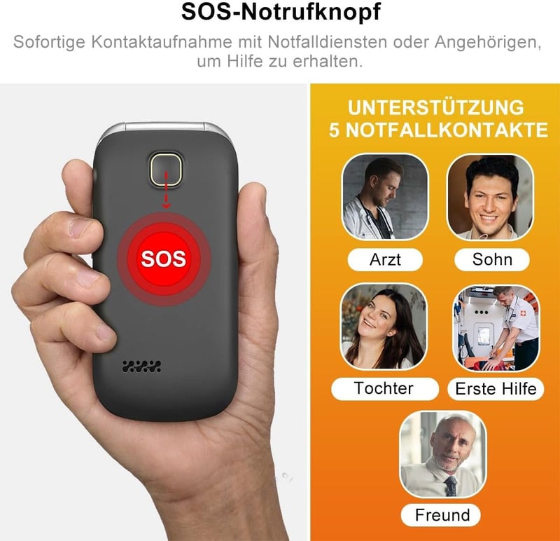 Melefon 4G Flip Mobiltelefon Időseknek Nagy Gombokkal és SOS Gombbal