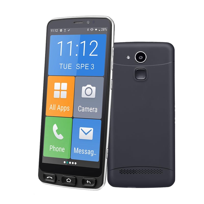 Melefon 4G pametni telefon za starije osobe, 5,5", velike ikone, Android, 2400 mAh - crni