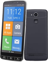 Melefon 4G Időseknek Mobiltelefon 5.5" Nagy Ikonok Android GPS Bluetooth WiFi Fekete 1