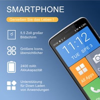 Melefon 4G Időseknek Mobiltelefon 5.5" Nagy Ikonok Android GPS Bluetooth WiFi Fekete 2