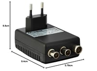 Digitálny zosilňovač TV signálu Meliconi AMP200, 2 výstupy, priame napájanie 230V, LTE filter, 20 dB, čierny 7