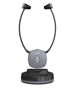 Meliconi Easy Audio bežične TV slušalice s bazom za punjenje, optičkim i 3,5 mm jack priključkom, crno-sive, rabljene