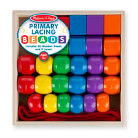 Navliekacia hračka Melissa & Doug s drevenými korálkami – 30 farebných drevených korálok a 2 šnúrky, hračka na rozvoj jemnej motoriky od 3 rokov 9