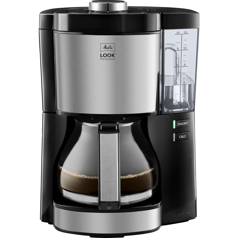 Aparat za kavu s posudom od stakla Melitta Look Perfection, 10 šalica - crna/inox