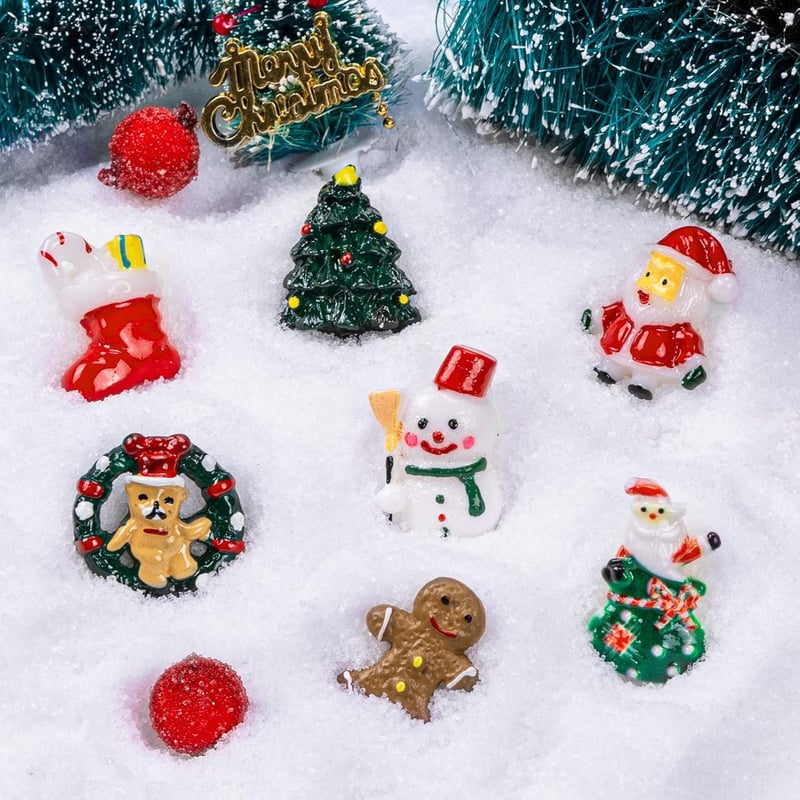 MELLIEX 32 Darabos Mini Karácsonyi Dekoráció Szett, Gyanta Mikulás Figurák, Adventi Naptár és Ajándék Díszítéshez