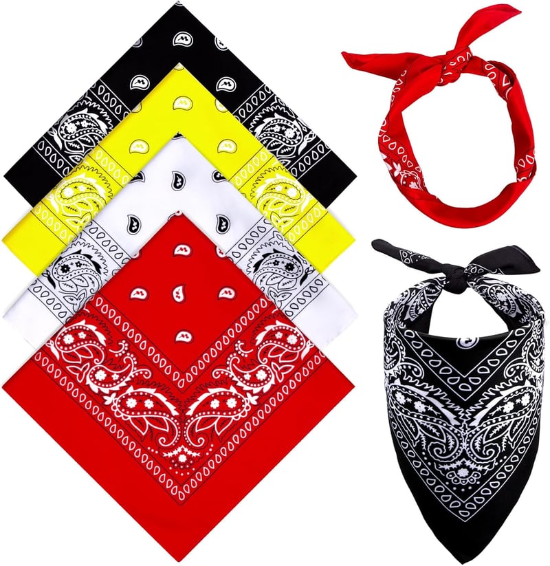MELLIEX 4 db Bandana Fejkendő Férfiaknak és Nőknek - Paisley Mintás Háromszög Kendő Cowboy Kalóz Stílusban - 54 x 54 cm - Unisex Nyakkendő