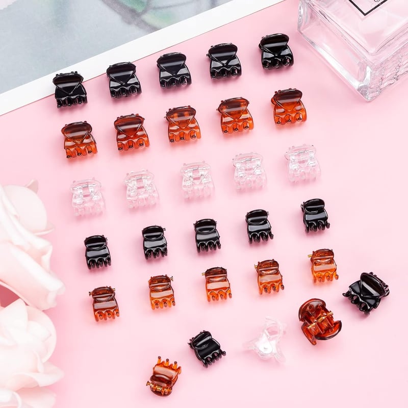 MELLIEX 50 db Mini Hajcsipesz Szett - 1,4 cm-es Csúszásgátló Hajrögzítők Barna, Fekete és Átlátszó Színekben Nőknek és Lányoknak