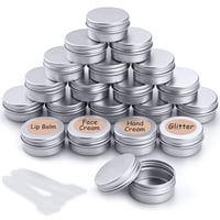 MELLIEX Hliníkové prázdne kozmetické tégliky, okrúhle cestovné nádobky na krém, pleťovú masku a lak na nechty, 20 ml, strieborné, balenie 20 ks 1