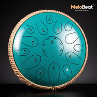 MeloBeat 12 Inch Nyelvdobo 15 Hangos D Major Zold Handpan Szett 2