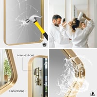 Melodieux Arany Fali Tükör 75x100 cm - Téglalap Alakú Fürdőszobai Dekorációs Tükör, Törésálló Nano Üveg, Fém Keret, Függőleges/Vízszintes El 3