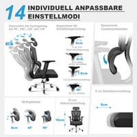 MELOKEA Ergonomska uredska stolica, potpuno podesiva radna stolica, nosivost 200 kg, okretna stolica s potporom za lumbalni dio leđa 3