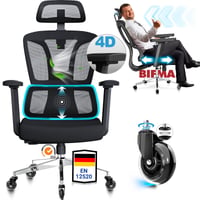 MELOKEA Ergonomska uredska stolica, potpuno podesiva radna stolica, nosivost 200 kg, okretna stolica s potporom za lumbalni dio leđa 1