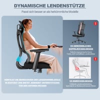 MELOKEA Ergonomska uredska stolica, potpuno podesiva radna stolica, nosivost 200 kg, okretna stolica s potporom za lumbalni dio leđa 8