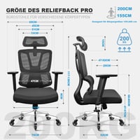 MELOKEA Ergonomska uredska stolica, potpuno podesiva radna stolica, nosivost 200 kg, okretna stolica s potporom za lumbalni dio leđa 2