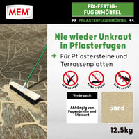 MEM Fix-Fertig-Fugenmörtel Gotovi mort za fugiranje otporan na vremenske uvjete, pijesak protiv korova 12,5 kg 2