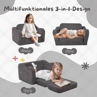MeMoreCool Gyerek Kanapé Szürke, Összecsukható Baba Lounge Fotel 1-3 Éveseknek 4