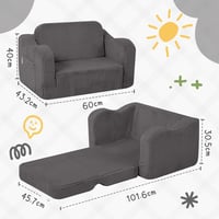 MeMoreCool Gyerek Kanapé Szürke, Összecsukható Baba Lounge Fotel 1-3 Éveseknek 2