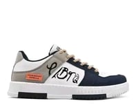 Fehér-tengerészkék férfi utcai sneaker cipő nyomott mintával, fűzős, alacsony szárú divat sportcipő - 43-as méret (UK 9) 4