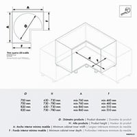 Menage Confort súprava 2 ks otočných rohových políc s rotáciou 270 stupňov, rohová skrinka do kuchynskej linky, priemer 820 mm, výška 630-730 mm 5