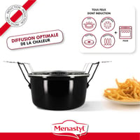Friteuză din oțel emailat Menastyl Friteuse du Nord 28 cm, negru, margine cromată, cu coș de prăjire, pentru cartofi prăjiți de casă - 3645575 4