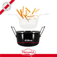 Friteuză din oțel emailat Menastyl Friteuse du Nord 28 cm, negru, margine cromată, cu coș de prăjire, pentru cartofi prăjiți de casă - 3645575 7