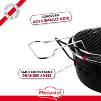 Friteuză din oțel emailat Menastyl Friteuse du Nord 28 cm, negru, margine cromată, cu coș de prăjire, pentru cartofi prăjiți de casă - 3645575 5