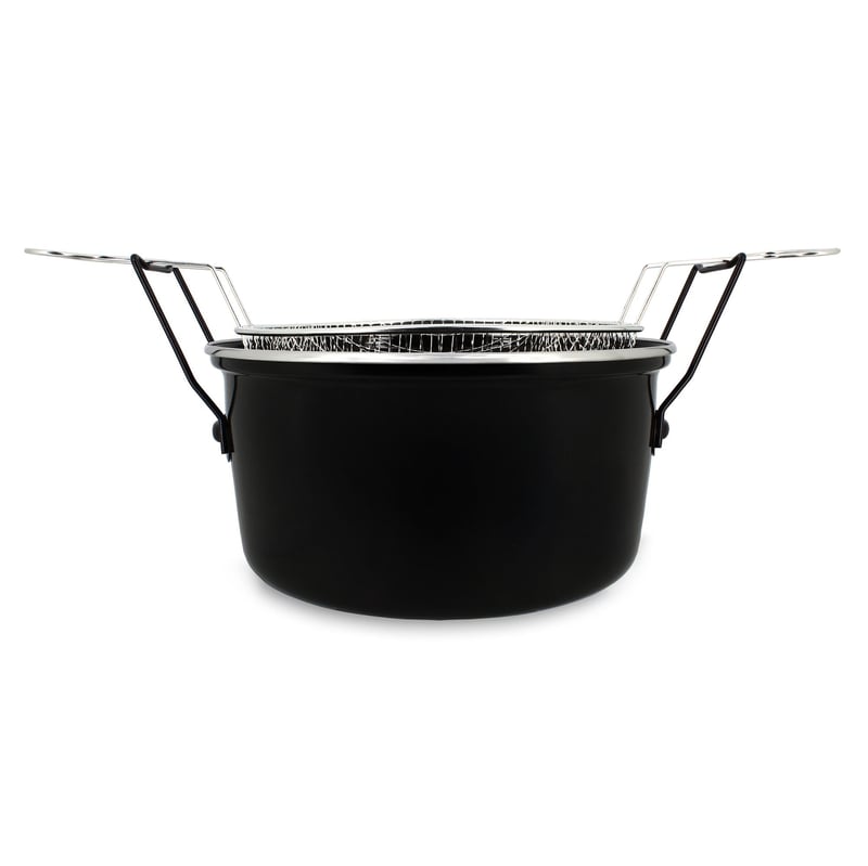 Friteuză din oțel emailat Menastyl Friteuse du Nord 28 cm, negru, margine cromată, cu coș de prăjire, pentru cartofi prăjiți de casă - 3645575