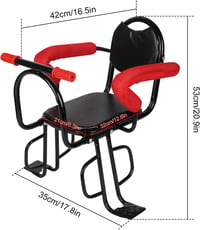 MENAYODA gyermek kerékpár hátsó ülés, 45 kg terhelhetőség, csúszásmentes támla - Black, 38*23*20 3