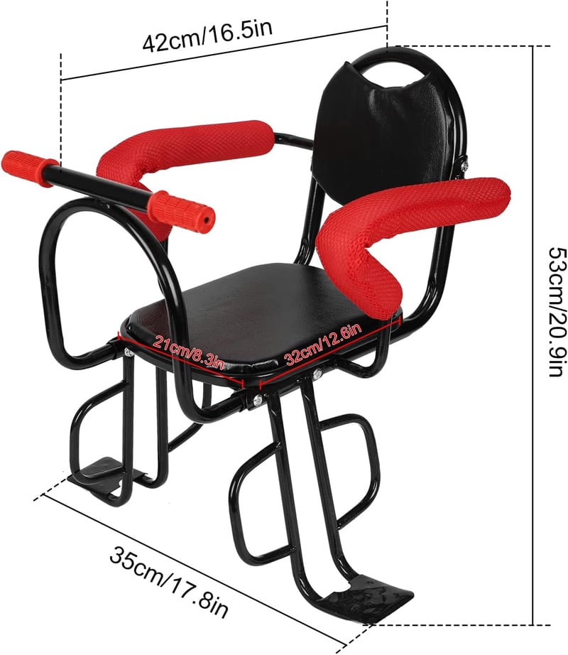 MENAYODA gyermek kerékpár hátsó ülés, 45 kg terhelhetőség, csúszásmentes támla - Black, 38*23*20