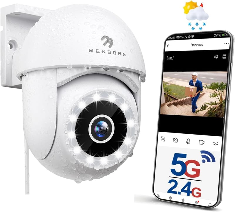 Menborn 2.5K kültéri megfigyelő kamera 360° látószöggel, éjszakai színes képpel