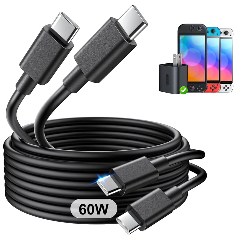MENEEA 1.5M USB-C töltőkábel Nintendo Switch 2-höz, 60W gyorstöltés, 2 darab