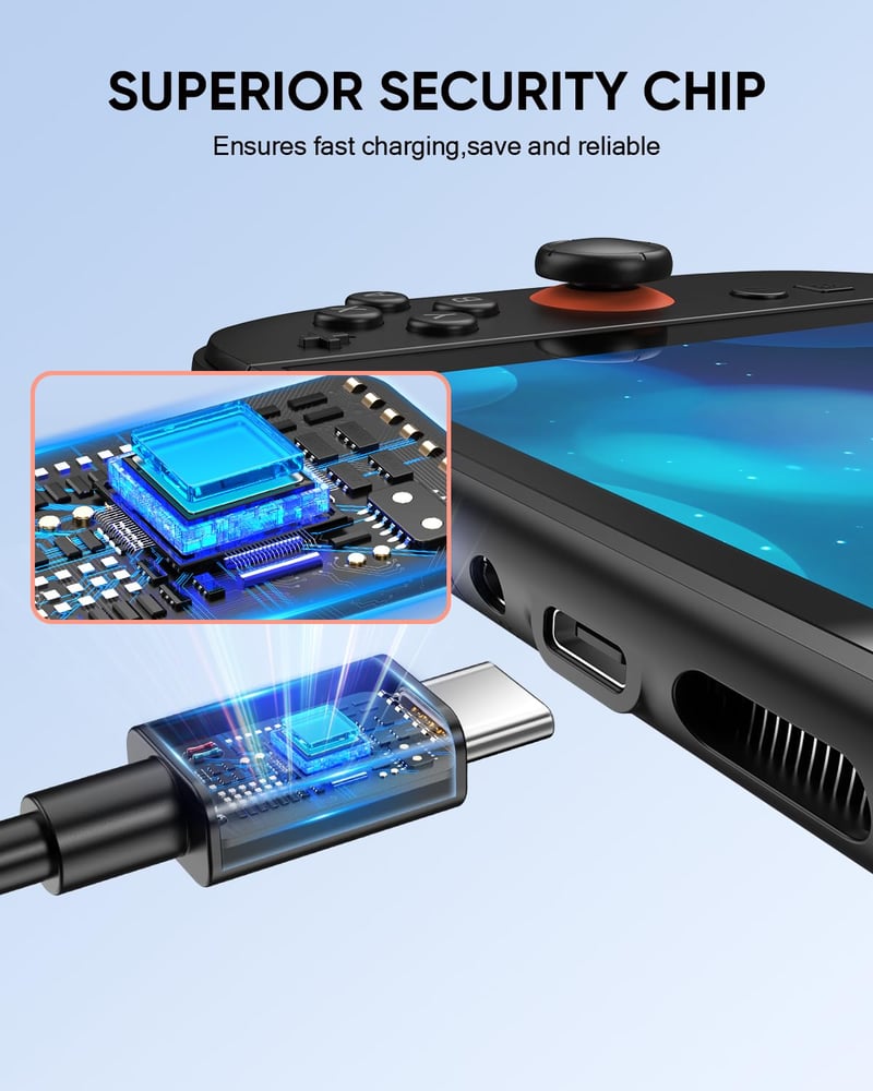 MENEEA 1.5M USB-C töltőkábel Nintendo Switch 2-höz, 60W gyorstöltés, 2 darab